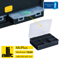 Allit Werkzeug-Tragekasten  McPlus Workman 19/62, schwarz/gelb, mit Sortimentsfächer