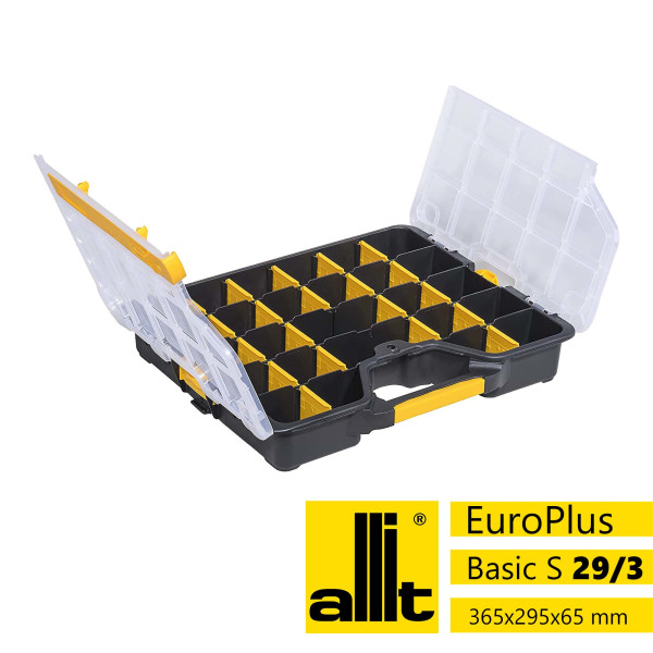 Allit Sortimentskasten EuroPlus Basic S37 6-20 Fächer,20 flexible Trennstege, 365 x 295 x 62 mm, schwarz/gelb