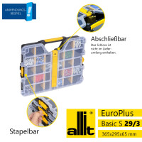 Allit Sortimentskasten EuroPlus Basic S37 6-20 Fächer,20 flexible Trennstege, 365 x 295 x 62 mm, schwarz/gelb