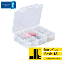 Allit Sortimentskasten EuroPlus Basic18/9, 9 Fächer, feste Einteilung, 180 x 150 x 40 mm, transparent