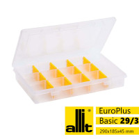 Allit Sortimentskasten EuroPlus Basic 29/3, 3-15 Fächer,12 flexible Trennstege, 290 x 185 x 46 mm, transparent/gelb