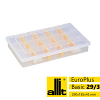 Allit Sortimentskasten EuroPlus Basic 29/3, 3-15 Fächer,12 flexible Trennstege, 290 x 185 x 46 mm, transparent/gelb