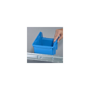 Allit Sichtlagerkasten-Set ProfiPlus 2/7, Metallschiene mit 6 Kagerkästen Größe 2, blau