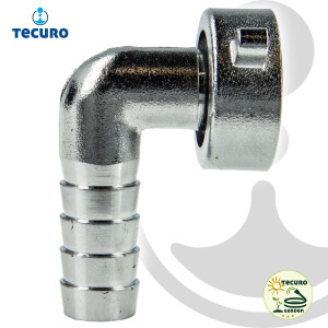 tecuro Schlauchverschraubung mit 3/4 Zoll ÜWM x 90° Tülle Ø 14,5 mm, inkl. Schelle W4 12-20 mm