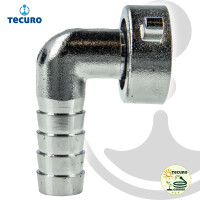 tecuro Schlauchverschraubung mit 3/4 Zoll ÜWM x 90° Tülle Ø 14,5 mm, inkl. Schelle W4 12-20 mm