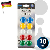 EUROTOOLS Magnet-Satz - Ø 30 mm - 10 - teilig, farbig sortiert