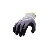 PRO FIT Nitrilschaum-Feinstrickhandschuh – Arbeitshandschuhe atmungsaktiv, Schutzhandschuhe Grau/Schwarz, mit Mikro-Nitril Beschichtung