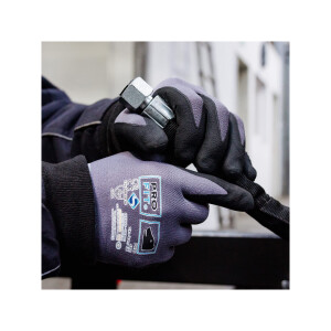 PRO FIT Nitril-Feinstrickhandschuh – Größe 8 - 1 Paar, Arbeitshandschuhe atmungsaktiv, Schutzhandschuhe Grau/Schwarz
