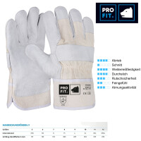 PRO FIT Rindspaltleder Arbeitshandschuh FRIESE, Größe 12 (XXXL) - 1 Paar, natur, Canvas-Stulpe, weich & flexibel