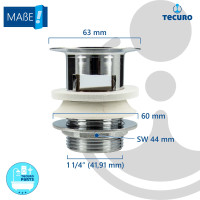 tecuro Universal Schaftventil - für Waschbecken mit / ohne Überlauf
