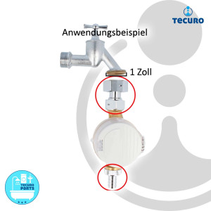 tecuro Zapfhahnzähler-Verschraubungen 1 Zoll Überwurfmutter x 3/4 Zoll Innengewinde