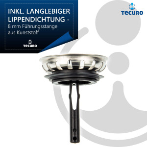 tecuro Siebkörbchen Siebkorb Ø 54 mm mit Kunststoff-Führungsstange 8 mm
