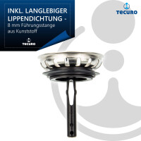 tecuro Siebkörbchen Siebkorb Ø 54 mm mit Kunststoff-Führungsstange 8 mm