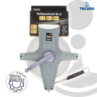 MASTERPROOF PROFESSIONAL Rollbandmaß 50 m, Kunststoffgehäuse mit Kurbel