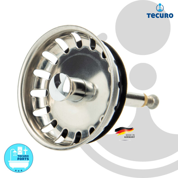 tecuro Siebkörbchen Siebkorb Ø 54 mm mit Metall-Führungsstange 8 mm und Höhenverstellung