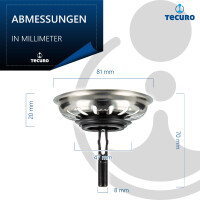 tecuro Siebkörbchen Siebkorb Ø 81 mm mit Kunststoff-Führungsstange 8 mm