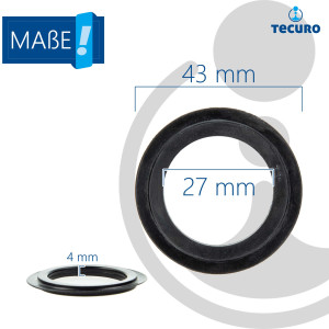 tecuro Universal Lippendichtung Ø 43 mm, für Siebkörbchen - Siebkorbventil - Dichtung für Küchenspüle