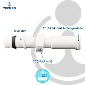 tecuro Überlauf-Verbindungsrohr Ø 25 x 165 mm...