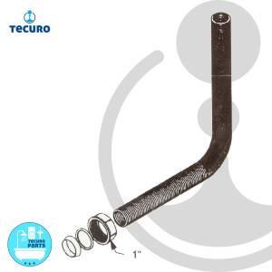 tecuro Überlauf-Verbindungsrohr Ø 25 x 310 mm mit 1 Zoll Überwurfmutter