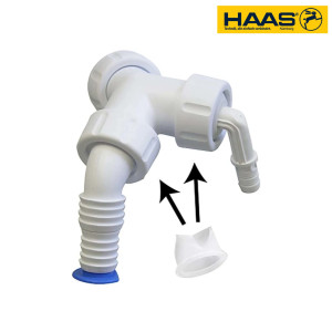 Haas PP-Doppelschlauchtülle Save 2969, für Spülensiphone mit Kondensat- und Geräteanschluss, 1 Zoll