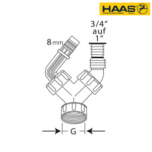 Haas PP-Doppelschlauchtülle Save 2969, für Spülensiphone mit Kondensat- und Geräteanschluss, 1 Zoll