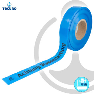 tecuro Trassenwarnband ACHTUNG WASSERLEITUNG, blau, 250 m x 40 mm, PE-Folie 0,1 mm, schwarz bedruckt