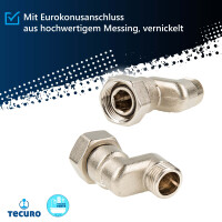 tecuro Heizkörper S-Anschluss - 10 mm Höhenausgleich mit Eurokonus x AG, Messing vernickelt