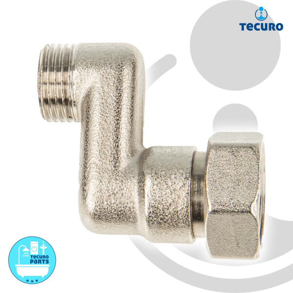 tecuro Heizkörper S-Anschluss - 30 mm Höhenausgleich 1/2 AG x 3/4 ÜWM, Messing vernickelt