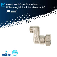 tecuro Heizkörper S-Anschluss - 30 mm Höhenausgleich 1/2 AG x 3/4 ÜWM, Messing vernickelt