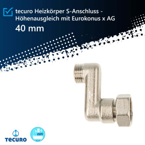 tecuro Heizkörper S-Anschluss - 40 mm...