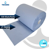 tecuro Doppelpack Putztuchrolle Putzpapier 2-lagig Ø 33 x 36 cm, 500 Blatt/Rolle, blau