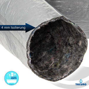 tecuro Vlies - Rohrisolierung Ø 18 x 4 mm Dämmstärke, mit reißfester PE-Schutzfolie - Meterware