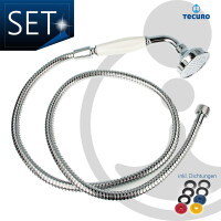 tecuro Nostalgie - Handbrause Ø 65 mm, 1-strahlig, mit 125 cm Metallbrauseschlauch verchromt