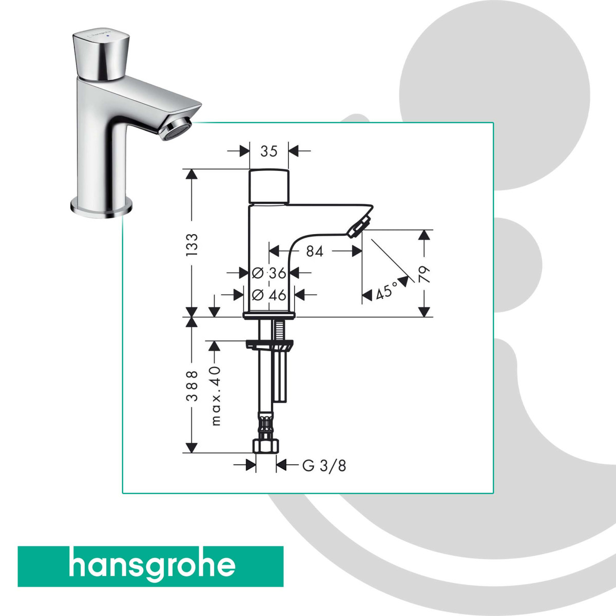 Hansgrohe Focus Standventil – Kaltwasser-Armatur Ohne Ablauf, Chrom, Auslaufhöhe 70 Mm