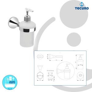 tecuro Badausstattung Flüssigseifenspender Seifenspender, Opalglas, Metall verchromt