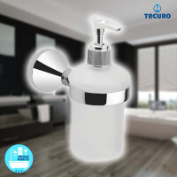 tecuro Badausstattung Flüssigseifenspender Seifenspender, Opalglas, Metall verchromt
