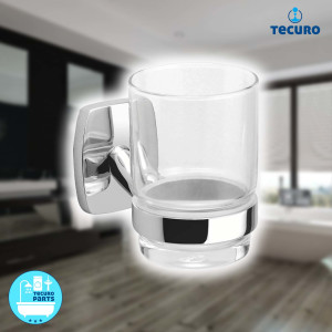 tecuro Badausstattung Serie 2000 Glashalter, einfach mit Kreistallglas, verchromt