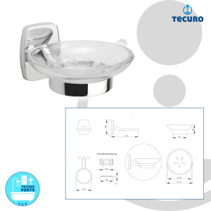 tecuro Badausstattung Seifenschale mit Kristallglas und Halter, Metall verchromt