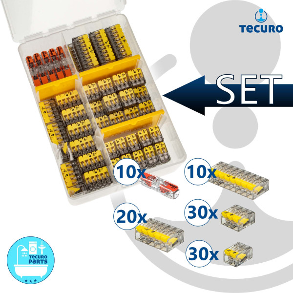 tecuro Steckklemmen-Set Typ EHK/WAGO - 100 Klemmen für flexible & Massivleiter 0,2 bis 2,5 mm²