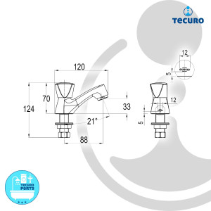 tecuro Standventil - Auslaufventil mit Strahlregler & Anschlussschlauch 300 mm