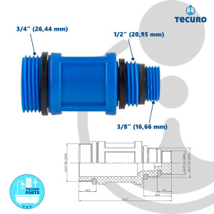tecuro Universal Baustopfen - Abdrückstopfen für 3/8 - 1/2 und 3/4 Zoll - Kunststoff blau