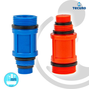 tecuro Universal Baustopfen - Abdrückstopfen für 3/8 - 1/2 und 3/4 Zoll - Kunststoff Doppelpack je 1 x blau/rot