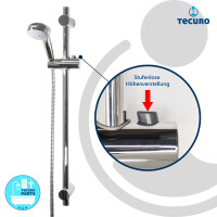 tecuro Brauseset ew-easy-69 - mit 3 Funktionen Handbrause, Brauseschlauch 150 cm, Wandstange 70 cm