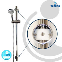 tecuro Brauseset ew-easy-65 - mit Handbrause 1-strahlig, Brauseschlauch 150 cm, Wandstange 70 cm