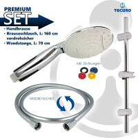 tecuro Brauseset ew-120R - mit 2 Funktionen Handbrause, Brauseschlauch 160 cm, Wandstange in 3 Längen