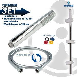 tecuro Brauseset ew-030 - mit Stabhandbrause 1 strahlig,...