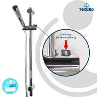 tecuro Brauseset ew-030 - mit Stabhandbrause 1 strahlig, Brauseschlauch 160 cm, Wandstange 100 cm