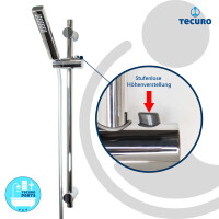 tecuro Brauseset ew-036 - mit Stabhandbrause 1 strahlig, Brauseschlauch 160 cm, Wandstange 70 cm