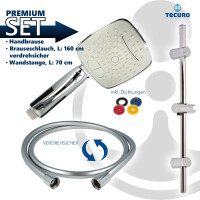 tecuro Brauseset ew-120Q - mit 2 Funktionen Handbrause, Brauseschlauch 160 cm, Wandstange 70 cm