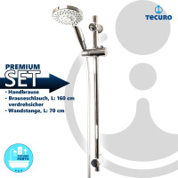 tecuro Brauseset ew-120 - mit 5 Funktionen Handbrause, Brauseschlauch 160 cm, Wandstange in 3 Längen